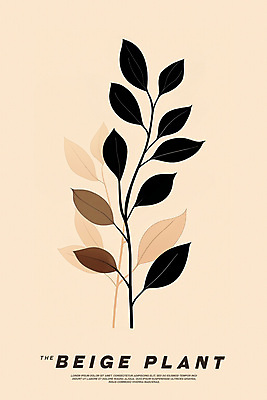 PSD 식물 포스터 잎 일러스트 사람없음 가을 모던 단순화된 베이지색 미니멀 국내일러스트 계절 컬러 파일형식