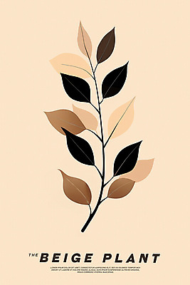 PSD 식물 포스터 잎 일러스트 사람없음 가을 모던 단순화된 베이지색 미니멀 국내일러스트 계절 컬러 파일형식