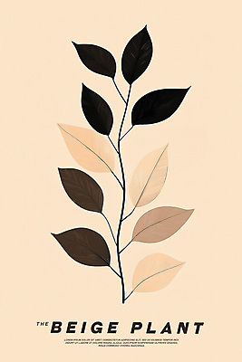 PSD 식물 포스터 잎 일러스트 사람없음 가을 모던 단순화된 베이지색 미니멀 국내일러스트 계절 컬러 파일형식