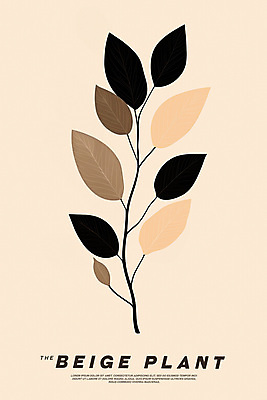 PSD 식물 포스터 잎 일러스트 사람없음 가을 모던 단순화된 베이지색 미니멀 국내일러스트 계절 컬러 파일형식