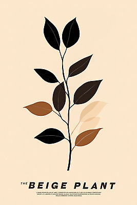 PSD 식물 포스터 잎 일러스트 사람없음 가을 모던 단순화된 베이지색 미니멀 국내일러스트 계절 컬러 파일형식