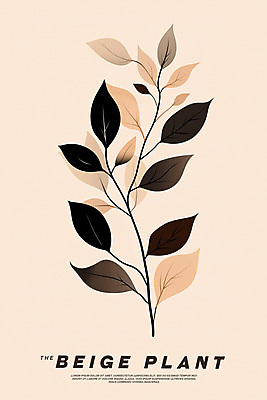 PSD 식물 포스터 잎 일러스트 사람없음 가을 모던 단순화된 베이지색 미니멀 국내일러스트 계절 컬러 파일형식
