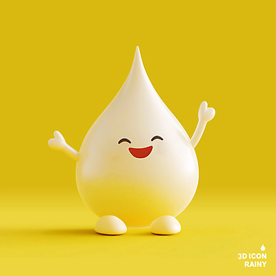 PSD 편집이미지 캐릭터 행복 3D캐릭터 웃음 사람없음 노란색 기쁨 물방울 편집3D 감정 컬러 표정 3D 파일형식