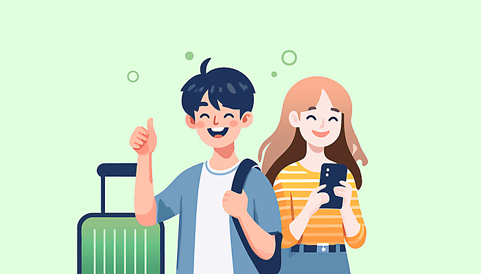 여자 남자 대학생 가방 일러스트 서기 웃음 들기 성인 두명 스마트폰 캐리어 따봉 성인만 국내일러스트 교환학생 AI파일 학생 잡화 모션 표정 사람 핸드폰 스마트기기 여행가방 최고 파일형식 벡터