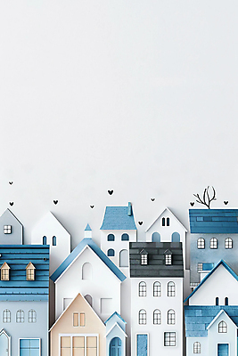 JPG 나무 편집이미지 창문 지붕 주택 사람없음 건물 파란색 마을 편집실사 AI포토 AI콘텐츠 식물 건축물 컬러 CG 파일형식