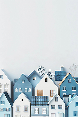 JPG 나무 편집이미지 창문 지붕 주택 굴뚝 사람없음 건물 파란색 마을 편집실사 AI포토 AI콘텐츠 식물 건축물 컬러 CG 파일형식