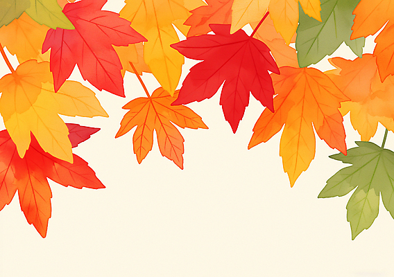 JPG 단풍 낙엽 일러스트 나뭇잎 사람없음 빨간색 초록색 주황색 가을 국내일러스트 AI일러스트 AI콘텐츠 계절 컬러 잎 파일형식