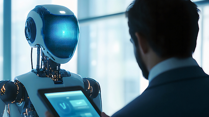 JPG 편집이미지 남자 비즈니스 미래 한명 들기 성인 태블릿 과학기술 비즈니스맨 로봇 성인남자한명만 AI_인공지능 편집실사 AI컴퓨터그래픽 AI콘텐츠 1 컨셉 모션 기술 사람 전자제품 스마트기기 직장인 CG 남자한명만 성인남자만 파일형식