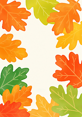 JPG 단풍 낙엽 일러스트 나뭇잎 프레임 사람없음 빨간색 초록색 주황색 가을 테두리 카피스페이스 국내일러스트 AI일러스트 AI콘텐츠 계절 컬러 잎 공백 파일형식