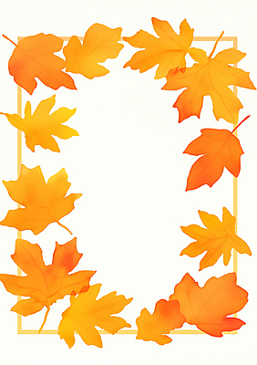 JPG 단풍 낙엽 일러스트 나뭇잎 프레임 사람없음 주황색 가을 테두리 카피스페이스 국내일러스트 AI일러스트 AI콘텐츠 계절 컬러 잎 공백 파일형식