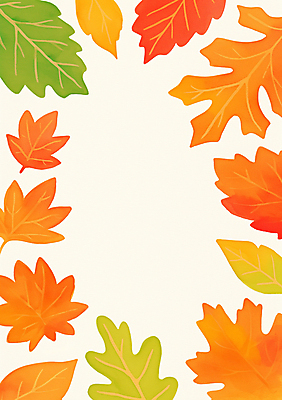 JPG 단풍 낙엽 일러스트 나뭇잎 프레임 사람없음 빨간색 초록색 주황색 가을 테두리 카피스페이스 국내일러스트 AI일러스트 AI콘텐츠 계절 컬러 잎 공백 파일형식