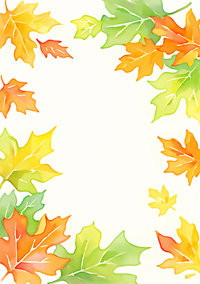 JPG 단풍 낙엽 일러스트 나뭇잎 프레임 사람없음 빨간색 초록색 주황색 가을 테두리 카피스페이스 국내일러스트 AI일러스트 AI콘텐츠 계절 컬러 잎 공백 파일형식