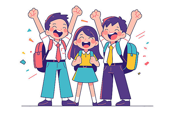 전신 학생 여자 교육 남자 행복 교복 가방 일러스트 청소년 웃음 세명 친구 손들기 우정 만세 성장 십대만 일러캐릭터 AI파일 캐릭터 잡화 옷 감정 관계 모션 표정 사람 파일형식 벡터