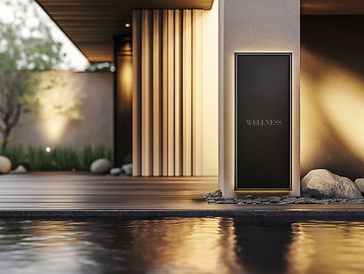 PSD 편집이미지 액자 프레임 그림자 사람없음 인테리어 햇빛 반사 공백 돌_바위 연못 베이지색 편집소스 이미지편집 편집실사 웰니스 디자인 컬러 태양 CG 파일형식