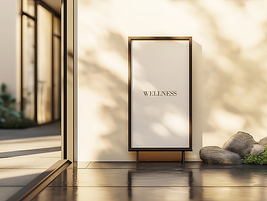 PSD 편집이미지 액자 프레임 그림자 사람없음 인테리어 햇빛 공백 돌_바위 베이지색 편집소스 이미지편집 편집실사 웰니스 디자인 컬러 태양 CG 파일형식