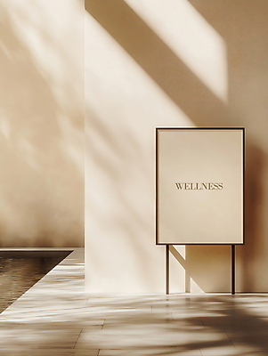 PSD 편집이미지 액자 프레임 그림자 사람없음 인테리어 햇빛 공백 베이지색 편집소스 이미지편집 편집실사 웰니스 디자인 컬러 태양 CG 파일형식