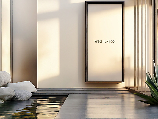 PSD 편집이미지 액자 프레임 그림자 사람없음 인테리어 햇빛 공백 연못 풀잎 베이지색 편집소스 이미지편집 편집실사 웰니스 디자인 컬러 잎 태양 풀_식물 CG 파일형식