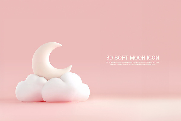PSD 구름 편집이미지 분홍색 휴식 사람없음 평화 꿈 초승달 편집3D 자연요소 컬러 컨셉 3D 달 파일형식