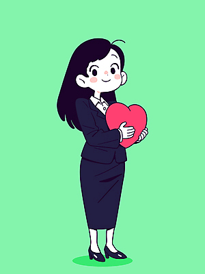 여자 일러스트 비즈니스 안기 한명 미소 들기 정장 성인 초록색 하트 사무원 보험 보험설계사 성인여자한명만 일러캐릭터 AI파일 모양 직업 캐릭터 1 옷 컬러 모션 표정 사람 여자한명만 성인여자만 파일형식 벡터