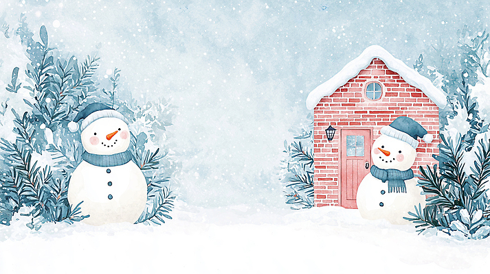 자연요소 식물 잡화 계절 기념일 컬러 겨울 날씨 주택 풍경 파일형식 AI콘텐츠 사람없음 크리스마스 눈사람 모자 목도리 눈 나무 JPG 일러스트 벽돌집 흰색 겨울풍경 국내일러스트 AI일러스트