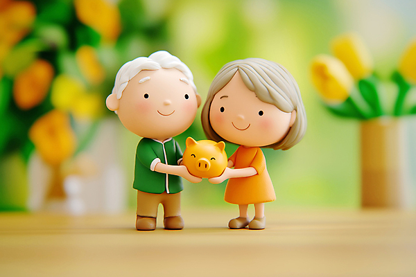 JPG 전신 편집이미지 부부 여자 할아버지 노년 남자 행복 할머니 건강 들기 두명 노후 돼지저금통 실버 노인복지 연금 노인만 건강보험 편집실사 AI포토 AI콘텐츠 커플 감정 모션 사람 성인 저금통 복지 CG 보험 성인만 파일형식