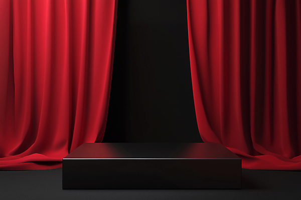 JPG 편집이미지 이벤트 사람없음 빨간색 세일 커튼 질감 단상 시상대 시상식 연말 포디움 편집실사 AI포토 AI콘텐츠 컬러 무대 CG 파일형식