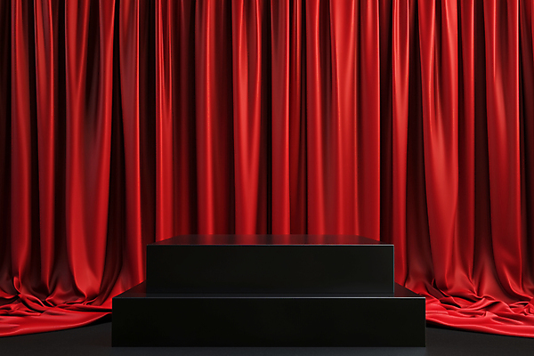 JPG 편집이미지 이벤트 사람없음 빨간색 세일 커튼 질감 단상 시상대 시상식 연말 포디움 편집실사 AI포토 AI콘텐츠 컬러 무대 CG 파일형식