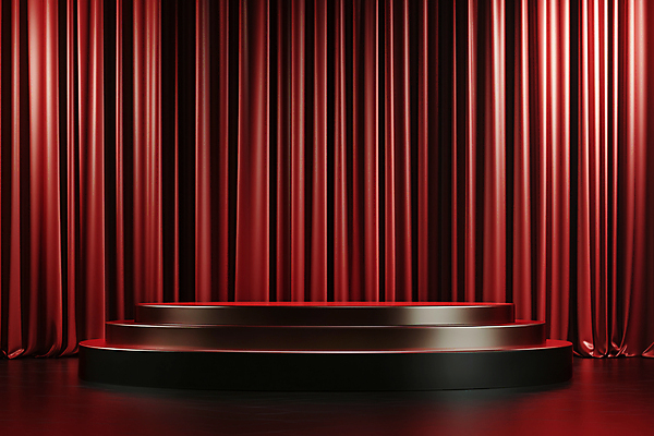 JPG 편집이미지 이벤트 사람없음 빨간색 세일 커튼 질감 단상 시상대 시상식 연말 포디움 편집실사 AI포토 AI콘텐츠 컬러 무대 CG 파일형식