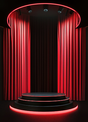 JPG 편집이미지 이벤트 사람없음 빨간색 세일 커튼 질감 단상 시상대 시상식 연말 포디움 편집실사 AI포토 AI콘텐츠 컬러 무대 CG 파일형식