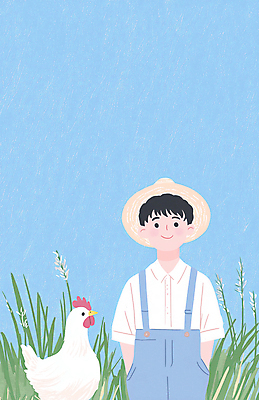 JPG 남자 하늘색 일러스트 청소년 자연 한명 초원 농장 목장 시골 닭 농부 멜빵바지 밀짚모자 십대남자한명만 국내일러스트 AI일러스트 AI콘텐츠 직업 모자_잡화 1 농업 바지 조류 사람 파란색 멜빵 생태계 남자한명만 십대남자만 파일형식