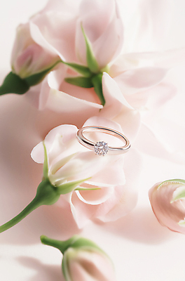 JPG 편집이미지 꽃잎 분홍색 결혼 프로포즈 사람없음 우아함 결혼반지 다이아몬드 편집소스 편집실사 AI포토 AI콘텐츠 꽃 컬러 컨셉 이벤트 반지 보석 CG 파일형식