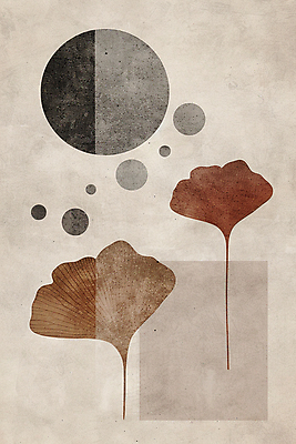 JPG 낙엽 일러스트 나뭇잎 수채화 사람없음 갈색 가을 빈티지 원형 질감 복고 은행잎 베이지색 미니멀 국내일러스트 AI일러스트 AI콘텐츠 도형 계절 컬러 컨셉 잎 파일형식