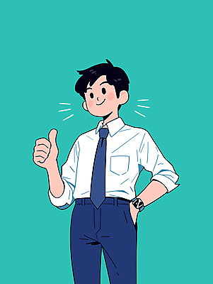 남자 인물캐릭터 일러스트 비즈니스 한명 미소 웃음 정장 상반신 성인 긍정 청록색 따봉 굿 오피스룩 엘리먼트 칭찬 성인남자한명만 일러캐릭터 AI파일 캐릭터 1 옷 컬러 컨셉 표정 사람 최고 남자한명만 성인남자만 파일형식 벡터