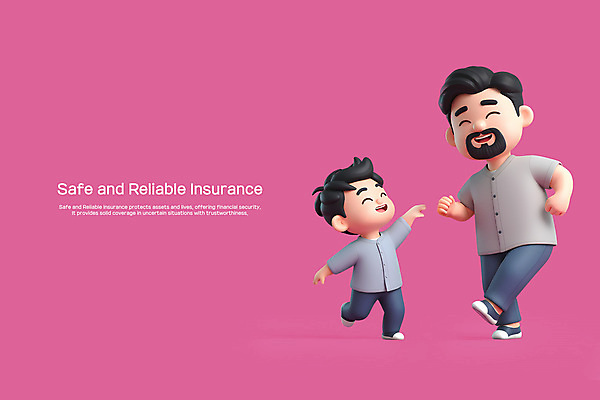 PSD 편집이미지 캐릭터 남자 아들 어린이 분홍색 가족 안전 소년 성인 두명 3D 믿음 춤 아빠 보험 남자만 어린이보험 편집3D 감정 컬러 관계 문화예술 사람 디지털합성 파일형식