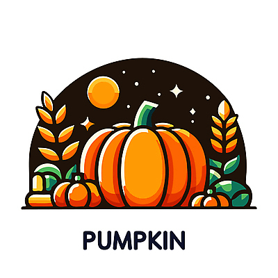 일러스트 밤하늘 호박 사람없음 농작물 추수 벼 달 가을 국내일러스트 AI파일 자연요소 계절 농업 채소 하늘 곡류 야간 파일형식 벡터