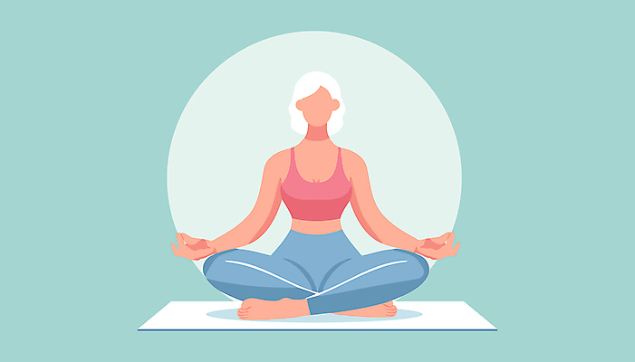 전신 여자 노년 하늘색 일러스트 요가 건강 한명 운동복 운동 평화 고요 매트 집중 명상 힐링 가부좌 얼굴없음 노인여자한명만 국내일러스트 AI파일 1 웰빙 옷 컨셉 사람 앉기 성인 파란색 여자한명만 노인여자만 파일형식 벡터