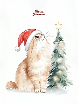 PSD 별 크리스마스 겨울 일러스트 산타모자 수채화 사람없음 빛 크리스마스트리 고양이 그림 반려묘 국내일러스트 자연요소 모자_잡화 계절 기념일 포유류 반려동물 파일형식