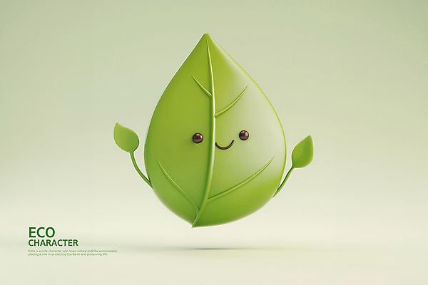 PSD 편집이미지 캐릭터 잎 3D캐릭터 미소 사람없음 초록색 3D 에코 편집3D 식물 컬러 표정 환경 디지털합성 파일형식