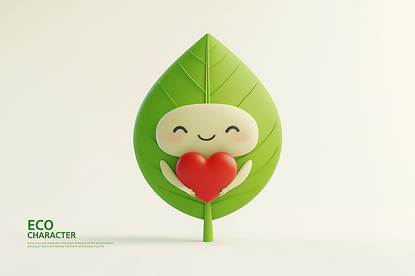 PSD 편집이미지 캐릭터 잎 3D캐릭터 사랑 미소 들기 사람없음 초록색 3D 하트 에코 편집3D 모양 식물 감정 컬러 모션 표정 환경 디지털합성 파일형식