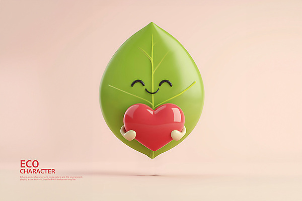 PSD 편집이미지 캐릭터 분홍색 잎 3D캐릭터 사랑 미소 들기 사람없음 초록색 3D 하트 에코 편집3D 모양 식물 감정 컬러 모션 표정 환경 디지털합성 파일형식