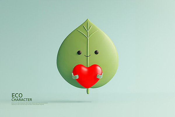 PSD 편집이미지 캐릭터 잎 3D캐릭터 사랑 미소 들기 사람없음 초록색 3D 하트 에코 편집3D 모양 식물 감정 컬러 모션 표정 환경 디지털합성 파일형식