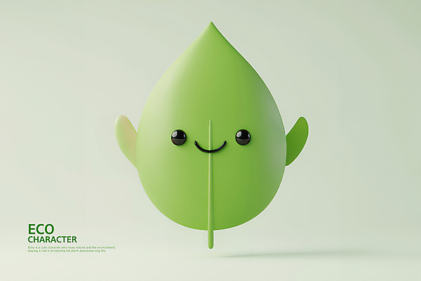 PSD 편집이미지 캐릭터 잎 3D캐릭터 미소 사람없음 초록색 3D 에코 편집3D 식물 컬러 표정 환경 디지털합성 파일형식