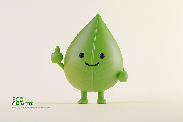 PSD 편집이미지 캐릭터 잎 3D캐릭터 미소 사람없음 초록색 3D 에코 따봉 편집3D 식물 컬러 표정 환경 최고 디지털합성 파일형식
