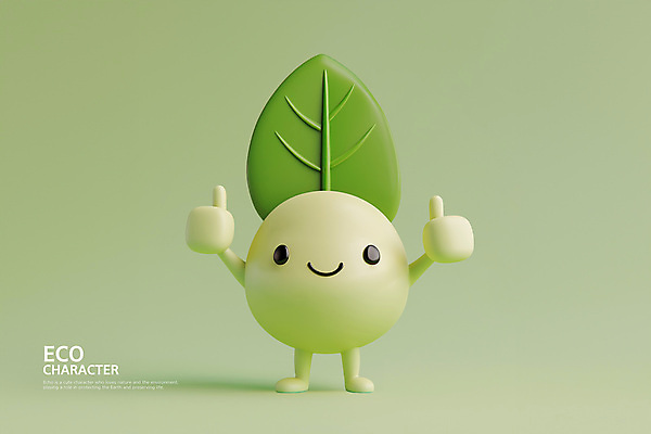 PSD 편집이미지 캐릭터 잎 3D캐릭터 미소 사람없음 초록색 3D 에코 따봉 편집3D 식물 컬러 표정 환경 최고 디지털합성 파일형식