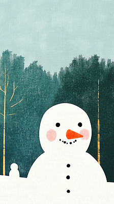 JPG 나무 겨울 일러스트 눈사람 사람없음 초록색 고요 눈 숲 국내일러스트 AI일러스트 AI콘텐츠 자연요소 식물 계절 컬러 날씨 파일형식