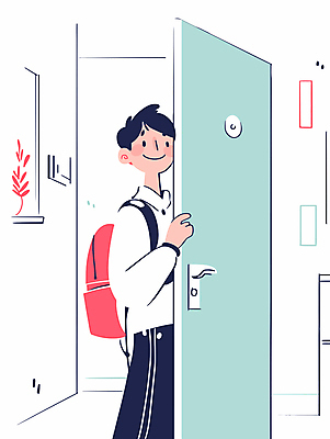 남자 가방 일러스트 바지 청소년 손잡이 한명 미소 상반신 캐주얼 문 십대만 십대남자한명만 국내일러스트 AI파일 1 잡화 옷 하의 표정 사람 남자한명만 십대남자만 파일형식 벡터