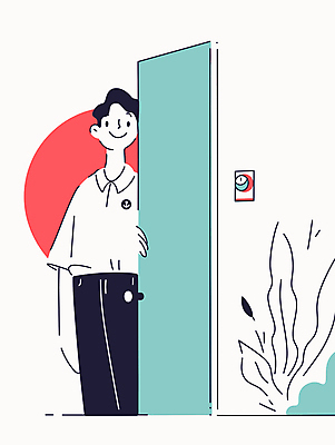 식물 남자 일러스트 바지 청소년 한명 서기 미소 상반신 문 도착 십대만 십대남자한명만 국내일러스트 AI파일 1 모션 하의 표정 사람 남자한명만 십대남자만 파일형식 벡터