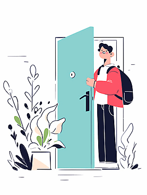 전신 식물 남자 화분 가방 일러스트 청소년 손잡이 한명 서기 미소 캐주얼 문 재킷 잡기 십대만 십대남자한명만 국내일러스트 AI파일 1 잡화 옷 모션 표정 사람 외투 남자한명만 십대남자만 파일형식 벡터