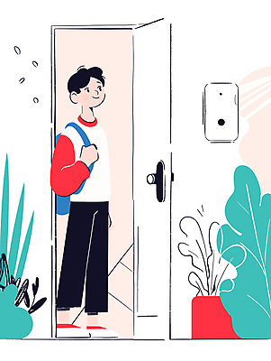 전신 식물 남자 화분 가방 일러스트 청소년 한명 서기 미소 캐주얼 문 문손잡이 십대만 십대남자한명만 국내일러스트 AI파일 1 잡화 옷 모션 표정 손잡이 사람 남자한명만 십대남자만 파일형식 벡터