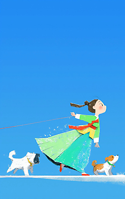 JPG 전신 여자 리본 반려견 어린이 일러스트 하늘 한명 웃음 소녀 야외 파란색 달리기 맑음 산책 강아지 한복 즐거움 활기 소녀한명만 청량 국내일러스트 AI일러스트 AI콘텐츠 1 한국전통 감정 컬러 컨셉 모션 날씨 휴식 표정 사람 반려동물 개 전통의상 여자한명만 소녀만 파일형식